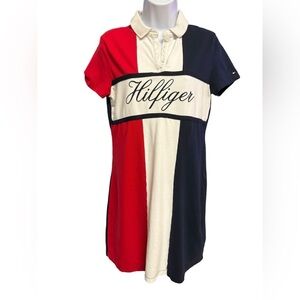 Tommy Hilfiger Spellout Color Block Short Sleeve Dress Women’s Size Medium
